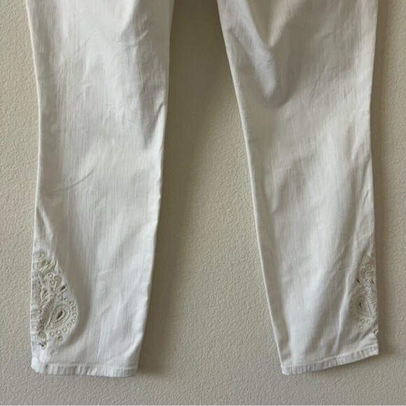 NYDJ Alina Lift Tuck Embroidered Ankle White Stretch Jeans SZ 12 - Picture 8 of 15